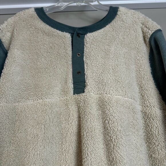 Eddie Bauer Men’s Sherling-lined Teal Henley Shirt Longsleeves Sixe XL - Picture 3 of 8